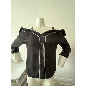 Whimsigoth Off the Shoulder Top S Black Dark Romantic Grunge Witchy Steampunk